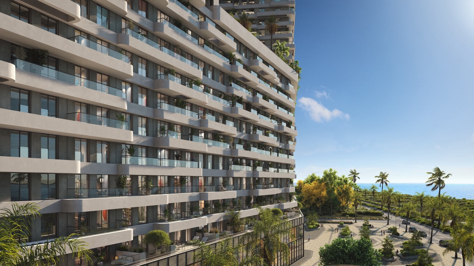 Exterior view of Coralia with oceanfront setting